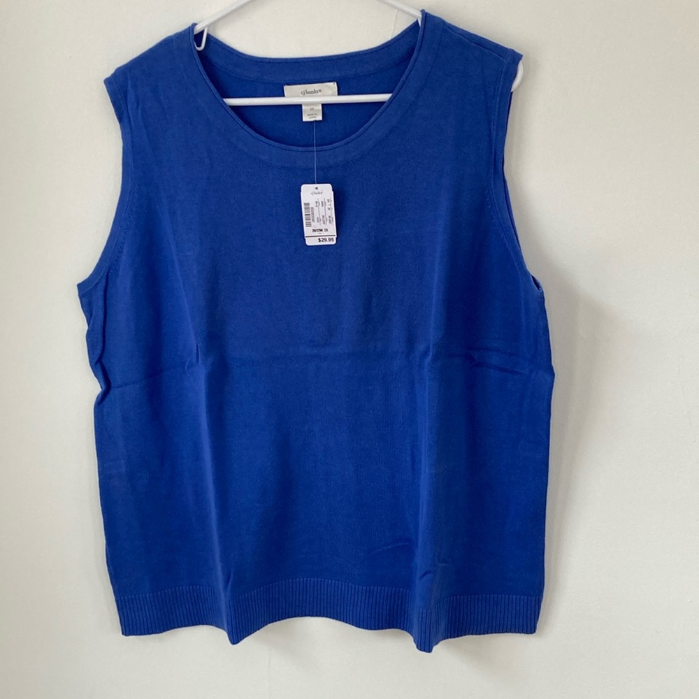 New CJ Banks blue 100% cotton tank top